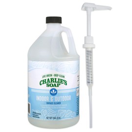 Charlie's Soap Indoor-Outdoor Surface Cleaner with Pump (1 Gallon, 1 Pack) - Hypoallergenic, Biodegradable, Multi-Surface Use