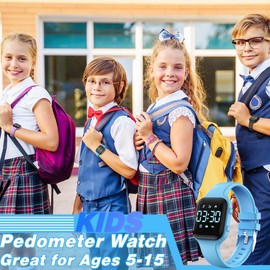 Kids Step Counter Watch, Digital Pedometer, Fitness Tracker Wristwatch, Waterproof Sport Watch, for Children Boys Girls Teens(Blue)