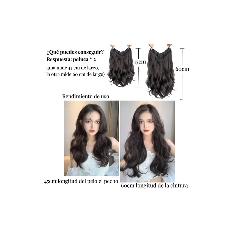 Extensiones de Cabello Ondulado con Clip 2 Piezas 45 cm