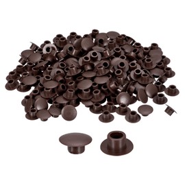 QUARKZMAN Pack of 300 Screw Hole Covers, 6 mm (1/4 Inch) Diameter, Plastic Round Button Cover Caps, Locking Hole Covers, Flush Type Caps for Furniture, Cabinet, Dark Brown