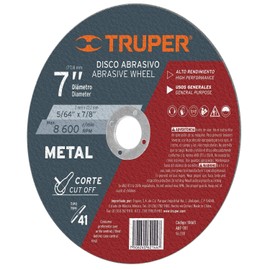 Truper ABT-787, Disco para corte de metal, tipo 41, diámetro 7", 1 pieza