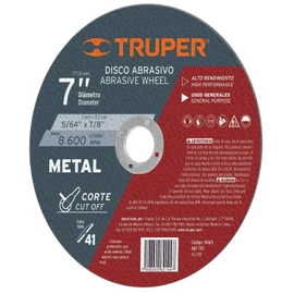 Truper ABT-787, Disco para corte de metal, tipo 41, diámetro 7", 1 pieza