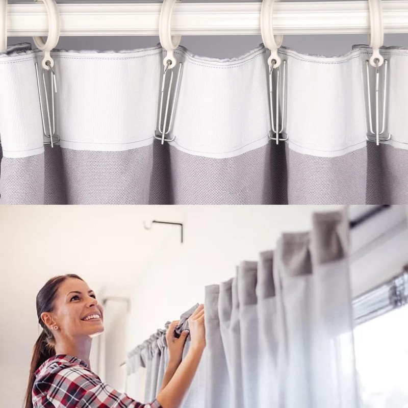 Mashano 50 Pack Stainless Steel Shower Curtain Hooks