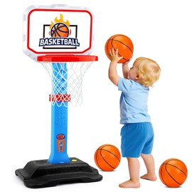 Toddler Basketball Hoop for Kids 1-3, Mini Adjustable Basketball Hoops Indoor with Balls Outdoor Pool Basketball Goal Sports Play Toys for 1 2 3 year old Baby Boys Girls First Birthday Gifts Age 1-2-3