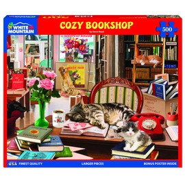 White Mountain Puzzles - Cozy Bookshop - 500 Piece Jigsaw Puzzle