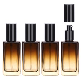 Segbeauty 3.38oz Glass Lotion Dispenser with Pump, 4 Pack Gradient Brown Refillable Cosmetic Containers 100ml Lotion Bottle Travel Size with Pump Empty Container Glass Travel Bottles for Toiletries