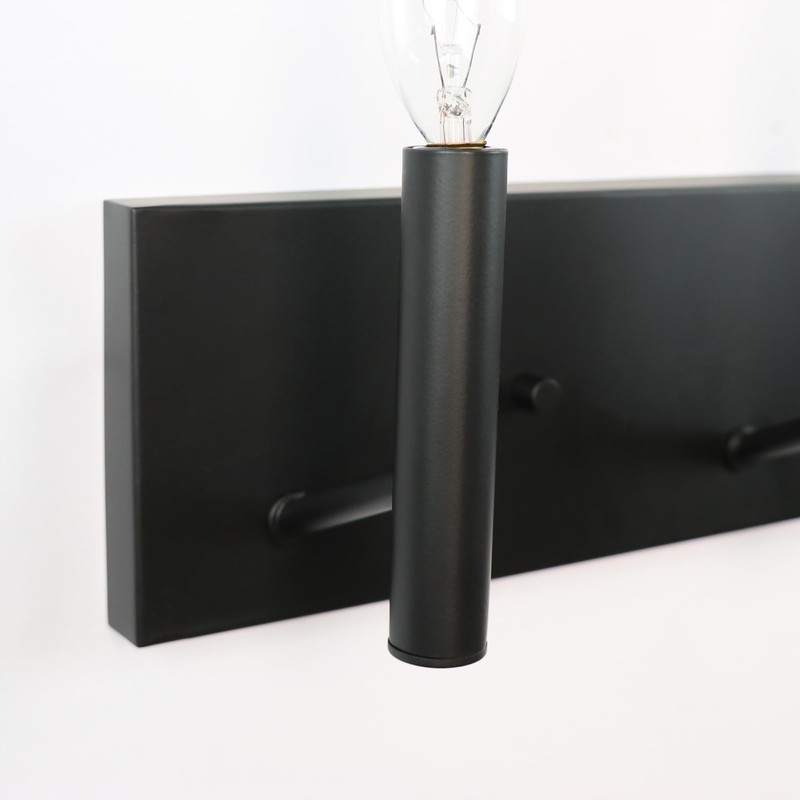 Kalium 3-Light Bathroom Light Fixtures, Matte Black Modern Vanity Lights