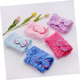 FRCOLOR Bowknot Microfiber Hair Drying Cap for Quick Absorption Lightweight Elastic Shower Cap Light for Home Gym Travel and Beauty Routines