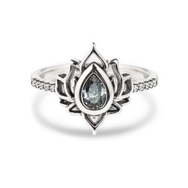 Story Jewellery Sterling Silver Cubic Zirconia Lotus Promise Rings for Women, Dainty Lotus Flower Rings, Inspirational Jewelry Gifts for Her, Birthday Christmas Valentines Gifts (all silver 06)
