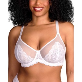 HSIA Minimizer Bra for Women - Plus Size Lace Bra Womans Full Coverage Bras Unlined Underwire Bra for Heavy Breast White