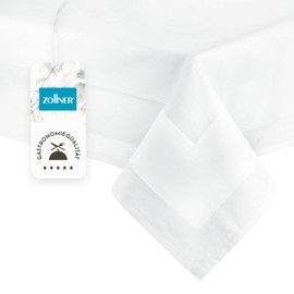Zollner Tablecloth, Various Sizes, Cotton, Satin Edge, Square, White, 082, 180/180