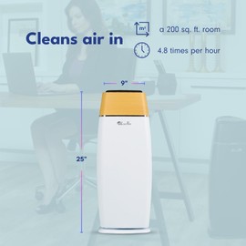 LivePure LP260TH-G Sierra Series True HEPA Digital Tall Tower Air Purifier for Home Captures Allergens, Smoke, Pollen, Mold, Dust Mites, Pet Hair, Energy Star Certified, Graphite