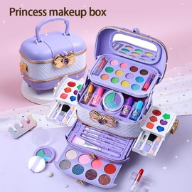 Kids Makeup Kit for Girl - 57PCS Kids Toys Make Up Set,Non Toxic & Washable Little Girls Toddler Toy,Princess Toys Play Makeup for Children Age 4-12 Years Old,Teen Christmas & Birthday Gifts (Purple)
