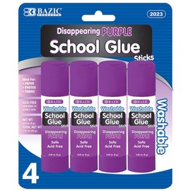 BAZIC 8g / 0.28 Oz. Small Washable Purple Glue Stick (4/Pack)
