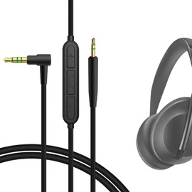 Geekria Cable de audio con micrófono compatible con Bose 700, NC700, 700 ANC, cable estéreo de repuesto de 2,5 mm a 3,5 mm con micrófono en línea y control de volumen (4 pies/4 pies)