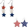2 Pairs Colorful Star Leather Independence Day Dangle Earrings Set