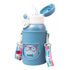 Maíz Botella Agua Niños Infantil + Popote Kawaii Antiderrame