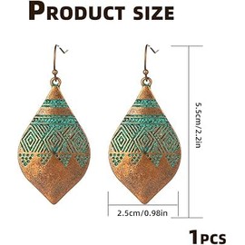 Boho Earrings for Women Dangling Earrings Boho Dangle Earrings for Women Vintage Earrings Ethnic Sculpted Earrings Swirl Spiral Earrings Bohemian Drop Dangle Earrings for Women Jewelry Gifts