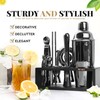 Black Stainless Steel Cocktail Shaker Set with Wood Stand -