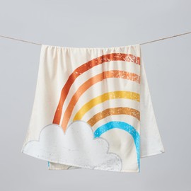 Sun Sprouts 100% Cotton Beach Towel for Kids, Toddler, & Baby | Bath, Pool, Camping, Travel Towel for Boys & Girls | Toddler Beach Essentials, Quick-Dry, & Absorbent Towel (Rainbow, 30" x 60")