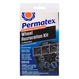 Permatex 09143 Wheel Restoration Kit - Black - Easy-to-Use Do It Yourself Kit Repairs Unappealing Wheel Damage Including Curbside Rash, Corrosion, and Scuffs for Like New Appearance