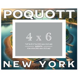 R and R Imports Poquott New York Souvenir Wooden Photo Frame Matted 4 x 6 Inch - Full Color Destination Design Keepsake 2-Pack