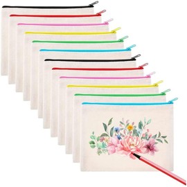 24Pcs Canvas Zipper Bags,KLHCDUO 8.3 * 5.1inCanvas Pencil Bag,6 Colors Zippers, Canvas Cosmetic Bag Blank Canvas DIY Craft Bag Travel Bag