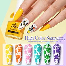 Born Pretty Born Pretty Nail Stamping Polish, Christmas Fingernail Stamp Polish Set Manicure Print Nail Polish for Plates 12 Colors Bulk Gift Collection 10ml 0.34fl oz Ideal Gifts