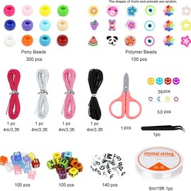 VOSHOME 836 Cuentas de Bricolaje para Pulseras, Kit de DIY Bisuteria de Collar, Cuentas De Arcilla para Pulseras, Kit para Hacer Pulseras Niñas, Exquisita caja de almacenamiento, Regalos Niña