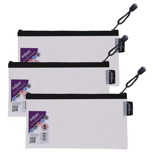 Snopake DL High Capacity EVA Mesh Zippa-Bag [Pack of 3] 240 x 130 mm - Transparent/Black [15837]