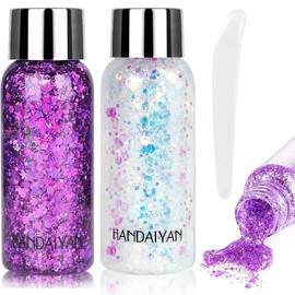 UNIVERSOENLÍNEA.COM | 2 Brillos para Cuerpo, Gel con Purpurina para Cuerpo, Sombras Ojos Impermeables para Niñas, Armaduras de Labios, Pintura para Cabello Brillo Decorar Festival Arte Fiesta Maquillaje (Paquete 8)