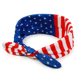 Tobeffect American Flag Headbands for Women July 4th Bow Head Bands for Women's Hair Independence Day Knotted Hairband Rabbit Ear Hair Band for Women