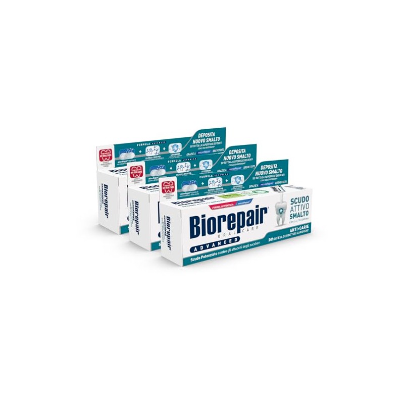 Biorepair, Advanced Toothpaste with Active Shield Against Caria, 3 Packs