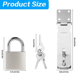 Padlock Hasp, 5" Shed Door Latch Deadbolt Lock Hasps, Stainless Steel Heavy Duty Hasp and Staple with Padlock, for Shed Lock Bedroom Garage Cabinet Windows Garden Door Locks, with Screws