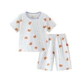Hapipana Pajamas, Top and Bottom Set, Boys, Girls, Short Sleeve, Half Pants, Knee Shorts, Thin, Children's Clothes, Cotton, Loungewear, Sleepwear, 2-13 Years, Elementary School Students, Top, Kids,