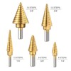 6Pcs Titanium Plated Step Drill Bit Center Punch Straight Flute