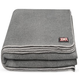 Military Wool Blanket - 95% Wool, Washable, Perfect for Outdoors, Camping, Picnics, Travel, Car & Bushcraft Emergency Blanket, 96" x 96" 6.65 lbs. - Grey - Queen Size