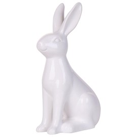 Beliani Rabbit Figurine Rabbit Easter White Ceramic Easter Decoration Rabbit Shape 26 cm Ruca