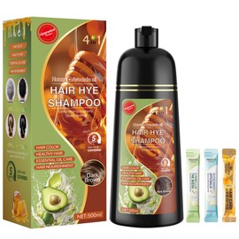 Dark Brown Hair Dye Shampoo 3 in 1 for Women & Men 100% Gray Hair Coverage - Herbal Ingredients Natural Plant Hair Color - Hair Dye in Minutes 17.6 Fl Oz