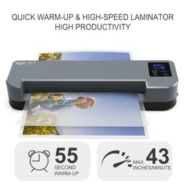 SINCHI 4-Roller Laminator Machine with LCD Display, 3-10 mil, 13-inch, 55-Second Warm-up & 43 inches/Minute Thermal Laminating Machine for Office/School/Home, Foil Applicator