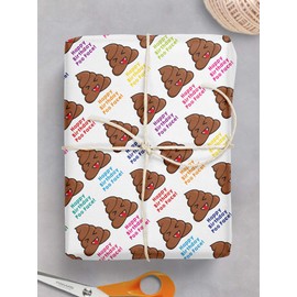 Brainbox Candy - 2 Sheets of Funny 'Poo Face' Gift Wrap - Birthday Gift Wrap for Anyone with A Cheeky Sense of Humour - Folded Quality Wrap