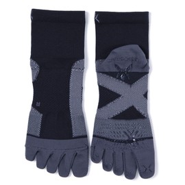 Ergoster Cross Taping Socks, 5-Toe Mid-Length, Running Socks, black / charcoal