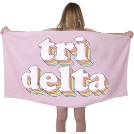 Sorority Shop DDD Beach Towel - Delta Delta Delta Retro Sorority Towel for Beach, Bath and Pool - Trendy, Multipurpose, Extra Large, Lightweight, Cotton Towel for Gifts