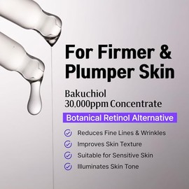 Concentrado de bakuchiol coreano en suero, 30 000 ppm, alternativa al retinol de alta potencia, reducción de arrugas, reafirmación y suavizado de la p