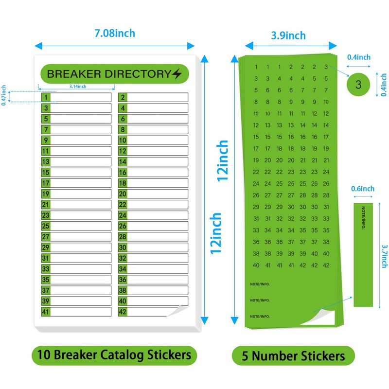 STARLIBOO 16 Sheets Breaker Panel Labels, Electrical Box Sticker Numbers