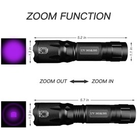 UV Flashlight Black Light- 365nm 395nm Ultraviolet Flashlights, Handheld Blacklight Torch Woods Lamp for Pet Urine Stains Detection, Rocks & Minerals, Glue Curing, Scorpions Finder and Uranium Glass