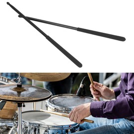 1 Pair 5A Drum Sticks, Professional Metal Drumsticks Aluminium Alloy Drum Stick with Non Slip Handle (Black)