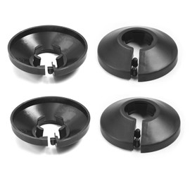Juvielich 4Pcs Pipe Cover 5/8" OD Hole Wall Cover Fit for 0.63 Inches Plastic Flange Pipe Cover Decoration Black Escutcheon Plate for 1/2" Pipe Radiator Cover for Wall Pipe Tube Plate for Bathroom