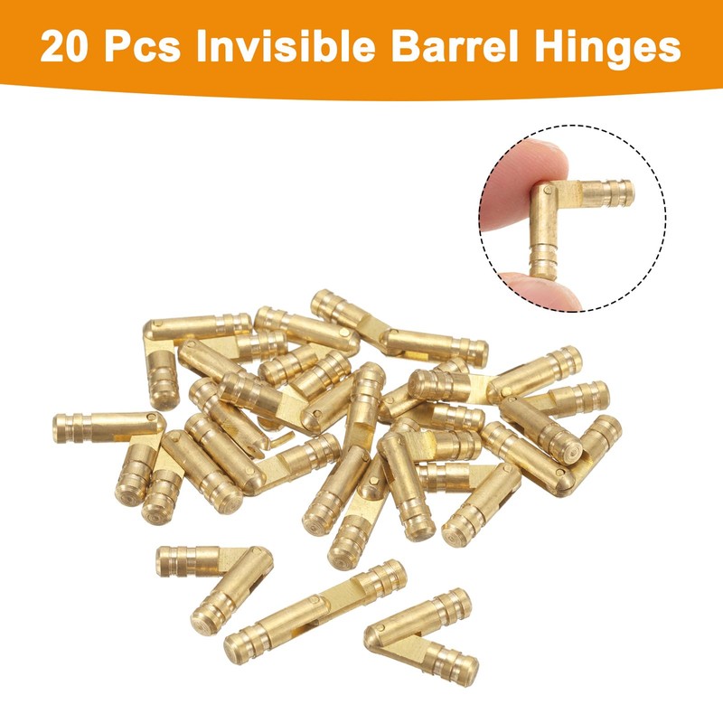 sourcing map 20Pcs Invisible Barrel Hinges, 4x25mm Brass Concealed Hinge,