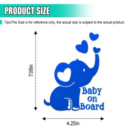 UHANBUT Baby on Board Elephant Car Sticker Decal, Cute Reflective Vinyl Auto Safety Warning Signs Decals Decoration, Waterproof Cars Stickers Accessories for Bumper Laptop Wall (Blue)